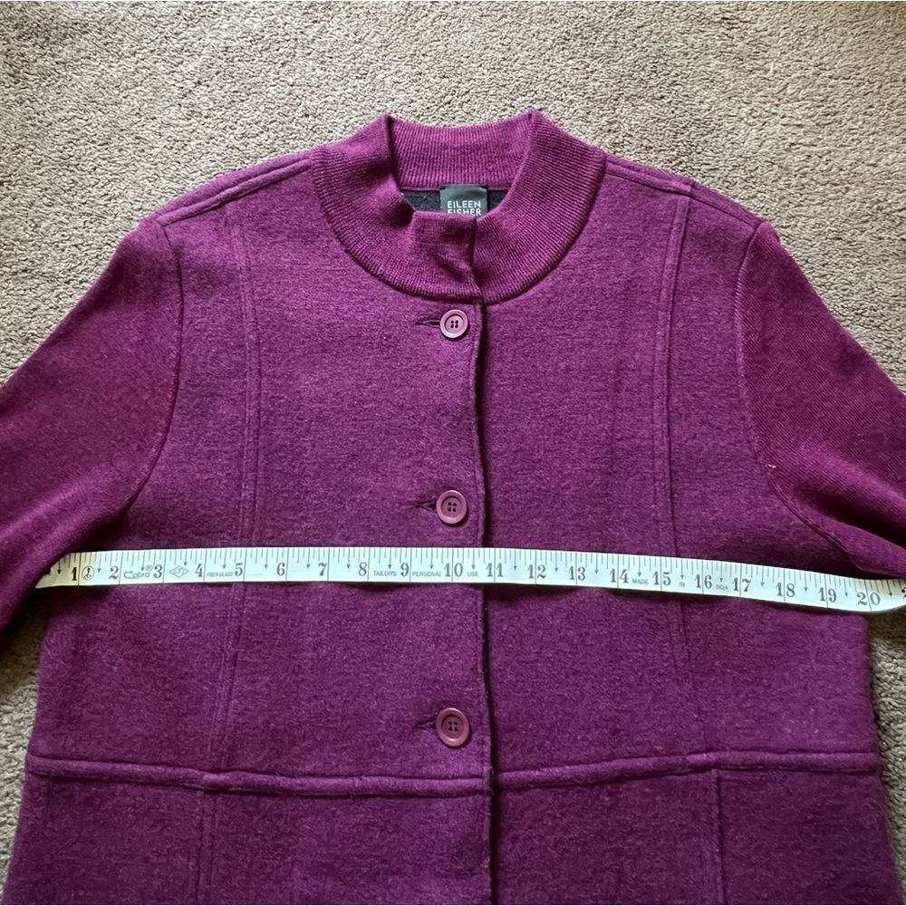 Eileen Fisher Merino Wool Purple/Plum Coat - Picture 8 of 9
